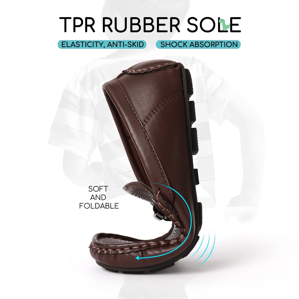 JABASIC Kids Penny Loafer Casual Slip-On Moccasin Flats Boys Dress Shoes