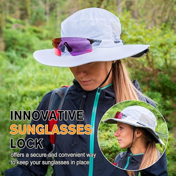 TOP-EX L/XL/XXL UV50+ Waterproof Wide Brim Bucket Sun Hat for Summer Fishing Hiking w/Detachable Strap & Vented Mesh