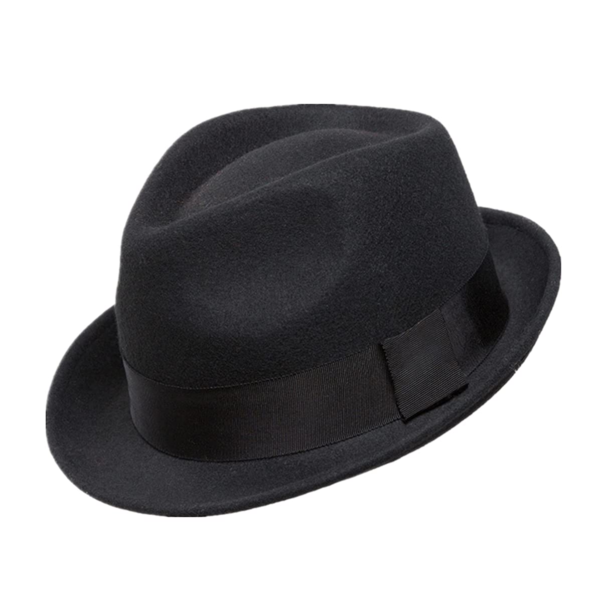 Home Prefer Men's Wool Felt Winter Hat Short Brim Fedora Hat