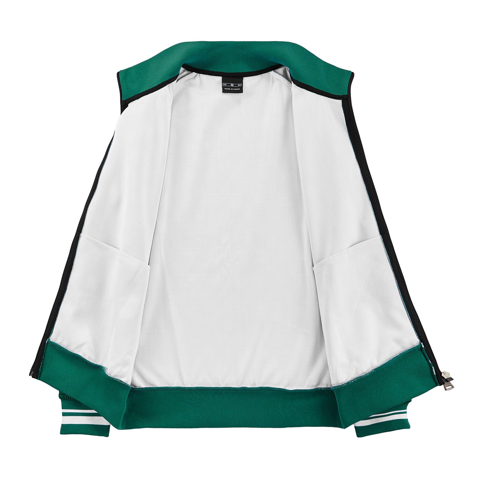 Men Tracksuits Full-zip Long Sleeve Plaid Track Jackets and Pants 2 Piece