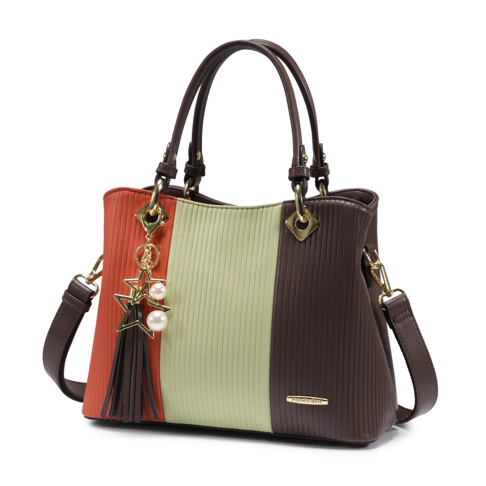 Handbags for Women with Multiple Internal Pockets in Pretty Color Combination, Women's Satchel Handbag