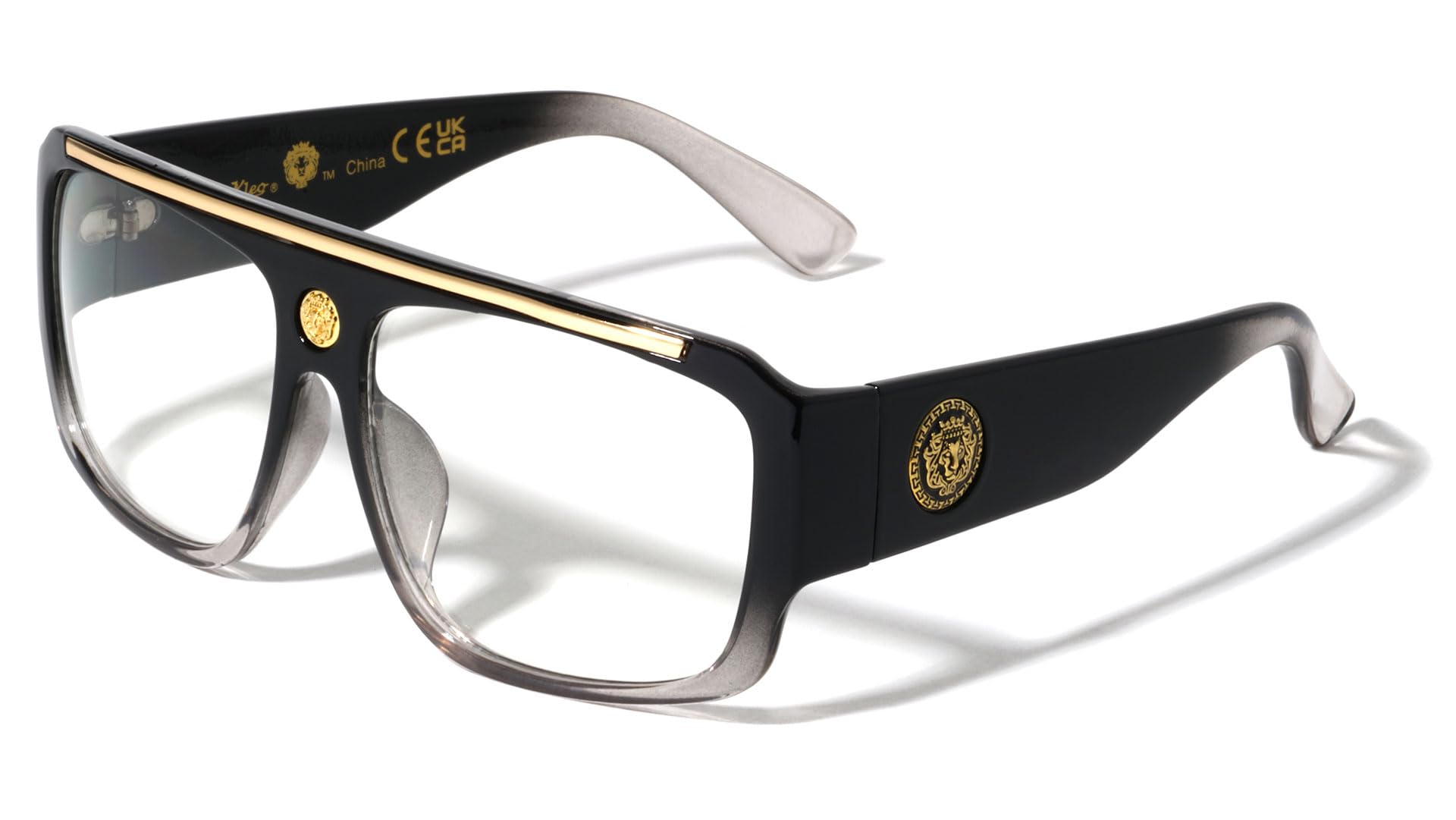 V.W.E. Lion Head Flat Top Hip Hop Rapper Retro Bold Sunglasses