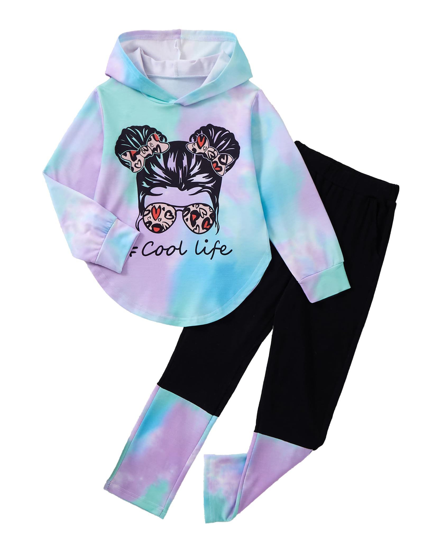 Girls Clothes Tie Dye Long Sleeve Hoodie Sweatshirt and Pants Sets Cute Girl Outfits Size 5-14 Years
