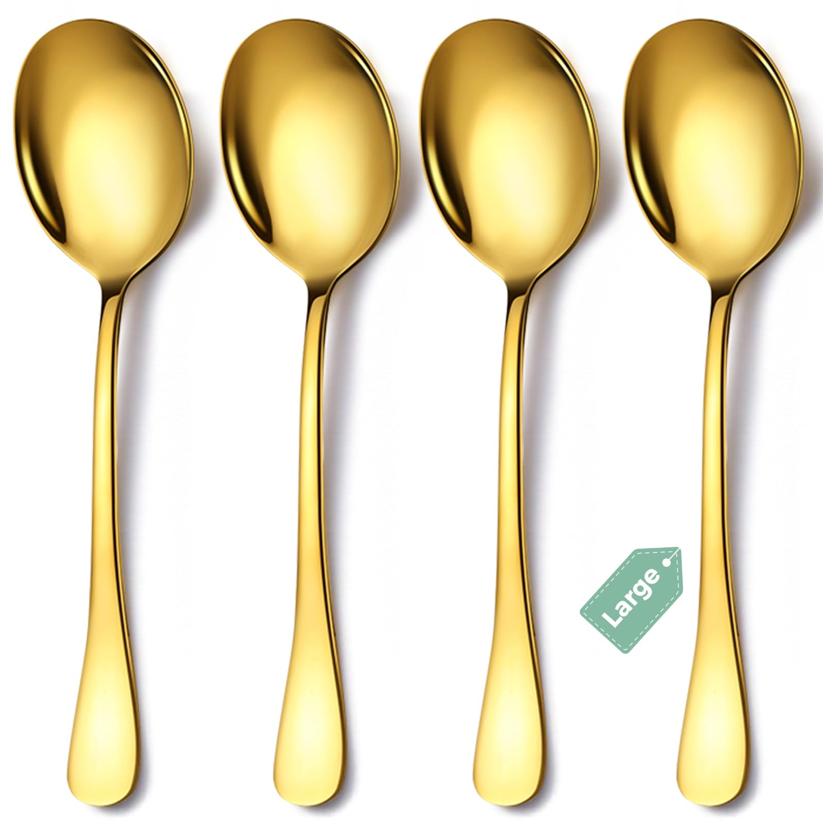 6 Piece Stainless Steel Serving Spoons Set, 10-Inch, Includes 2 Spoon/Slotted/Forks for Parties/Kitchen/Buffet/Catering, Dishwasher Safee