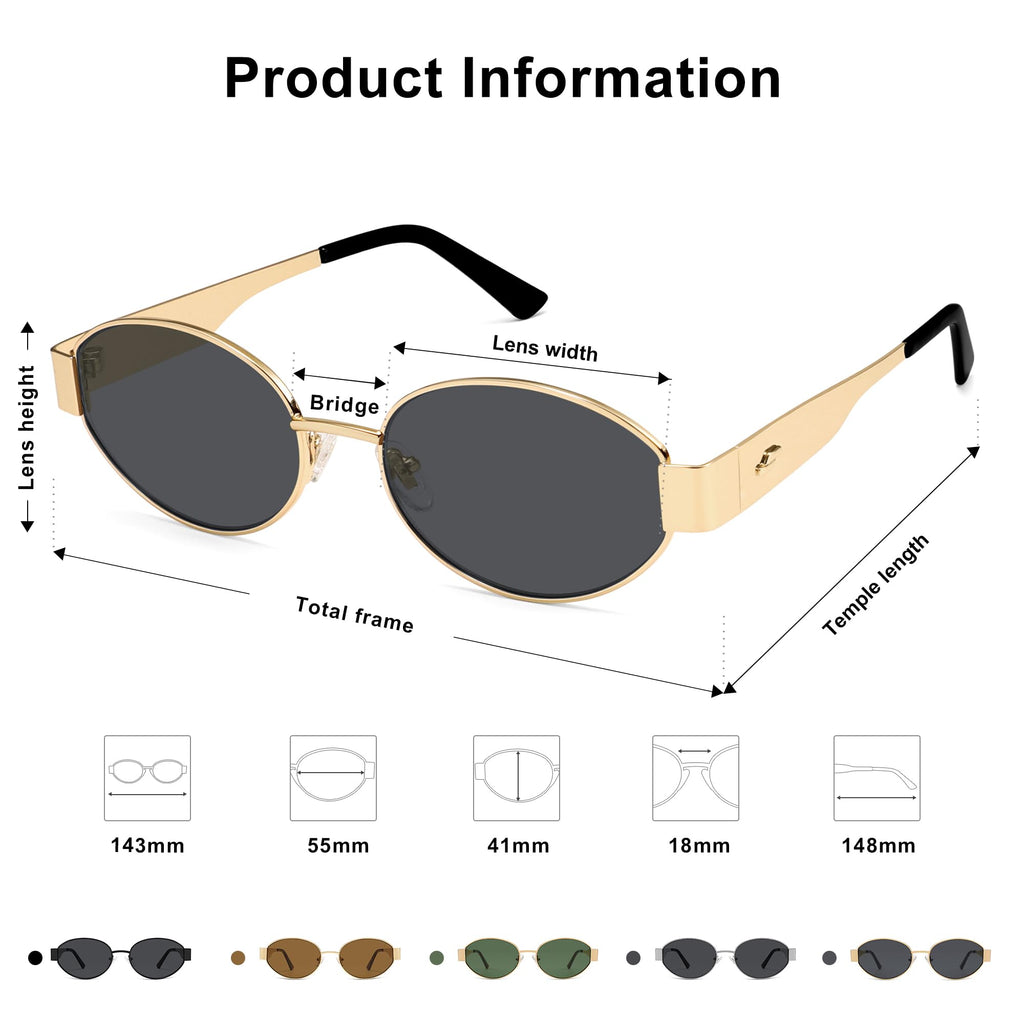 SOJOS Retro Oval Sunglasses for Women Trendy Classic Shades UV400 Protection SJ1256
