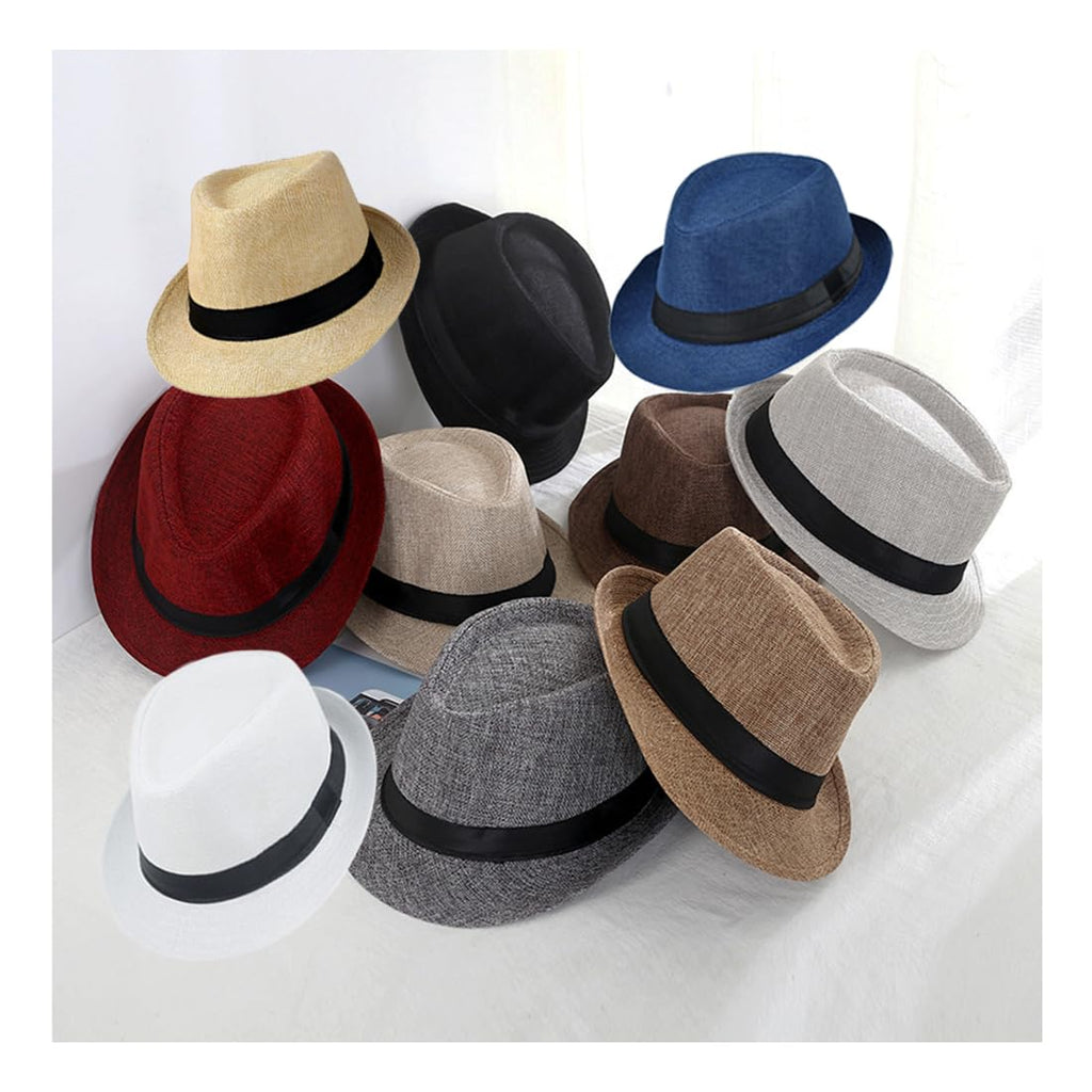 Giroir Fedora Hats for Men Women Short Brim Unisex Summer Beach Style 1920s Party Accessories