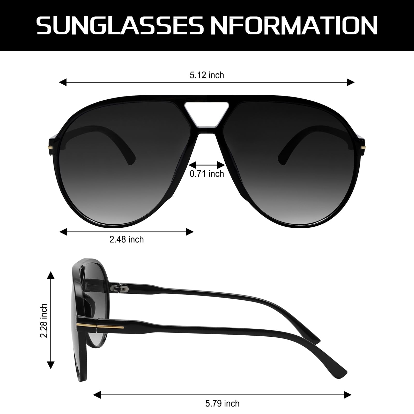 Retro Aviator Sunglasses for Women Men Oversized Classic 70s Vintage Trendy Tangle Free Square Aviators Sun Glasses