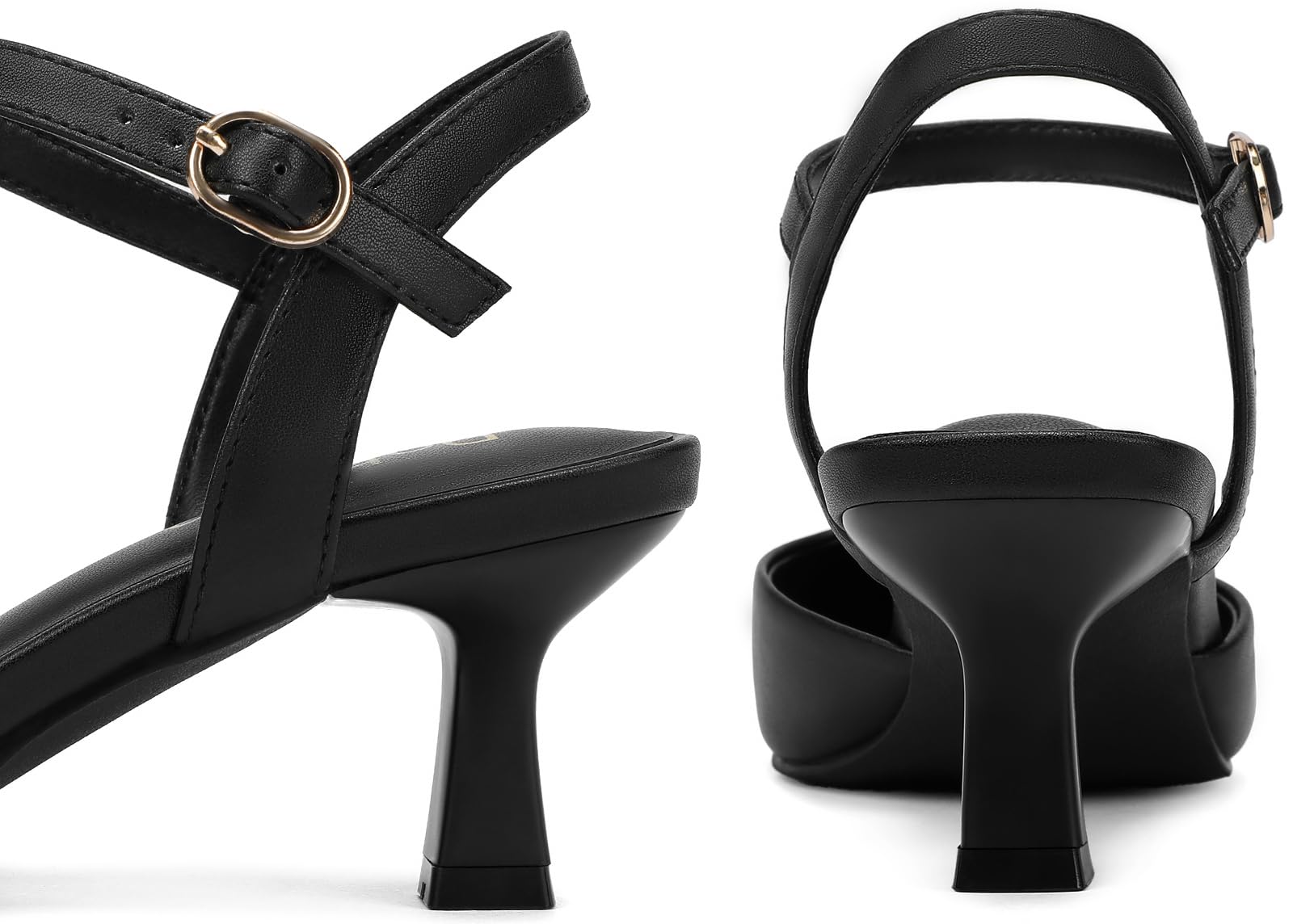 2.2 Inch Kitten Heels for Women Closed Toe Dress Shoes for Women Comfortable Dressy Low Stiletto Heel with Ankle Strap Womens Pumps