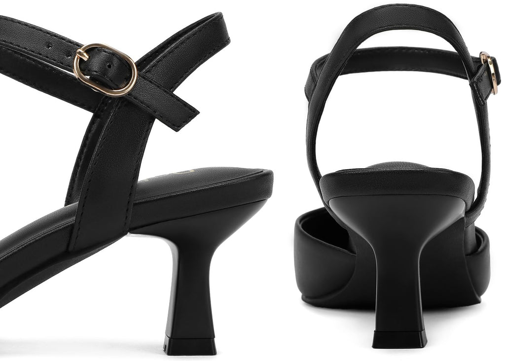 2.2 Inch Kitten Heels for Women Closed Toe Dress Shoes for Women Comfortable Dressy Low Stiletto Heel with Ankle Strap Womens Pumps