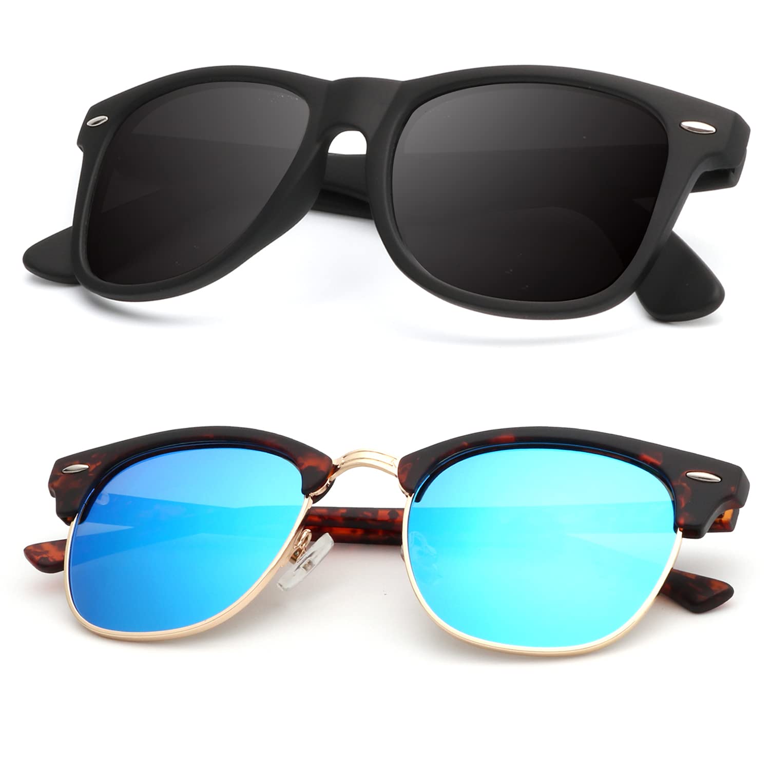 KALIYADI Polarized Sunglasses for Men and Women Semi-Rimless Frame Driving Sun glasses UV Blocking