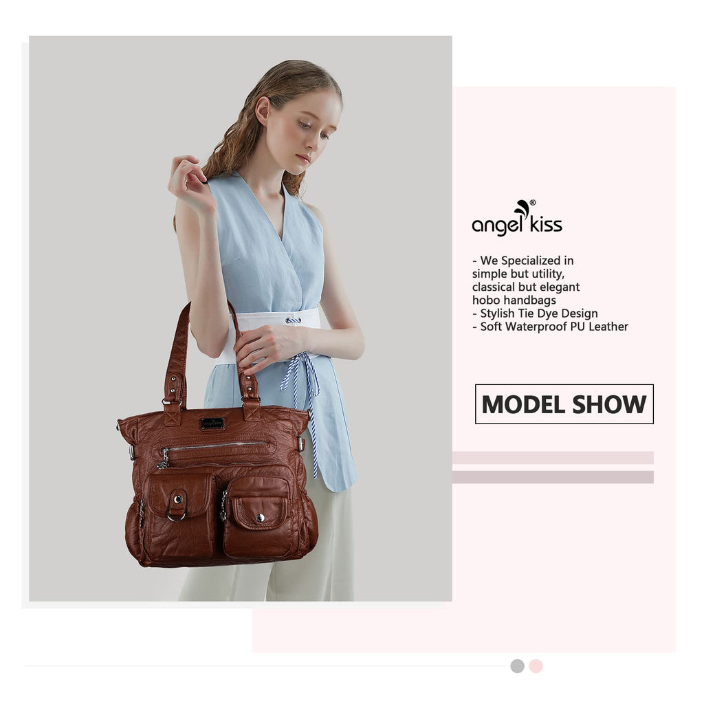 Angelkiss Purses and Handbag for Women Soft Leather Hobo Bags Satchel Shoulder Bags Ladies Tote Crossbody Bag