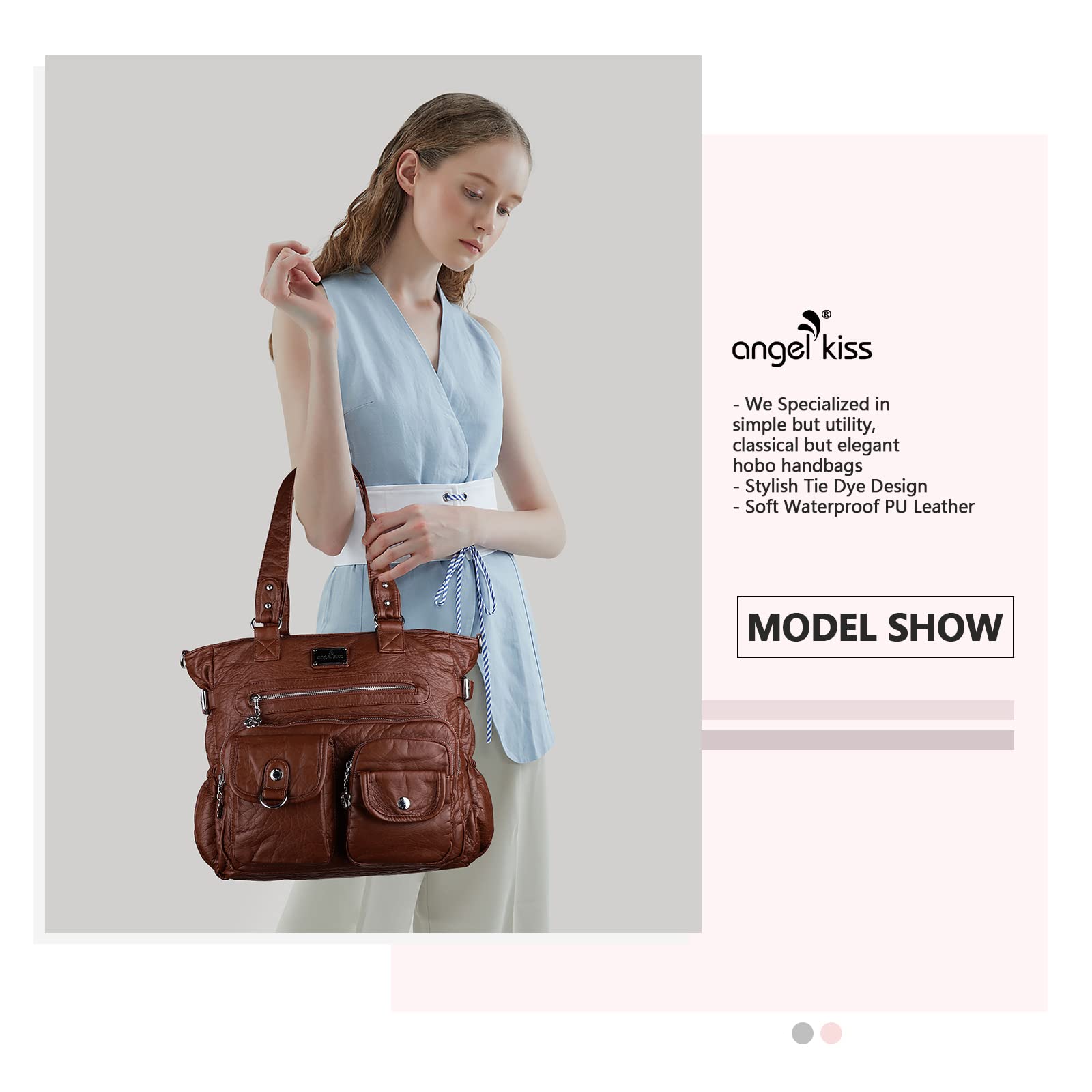 Angelkiss Purses and Handbag for Women Soft Leather Hobo Bags Satchel Shoulder Bags Ladies Tote Crossbody Bag