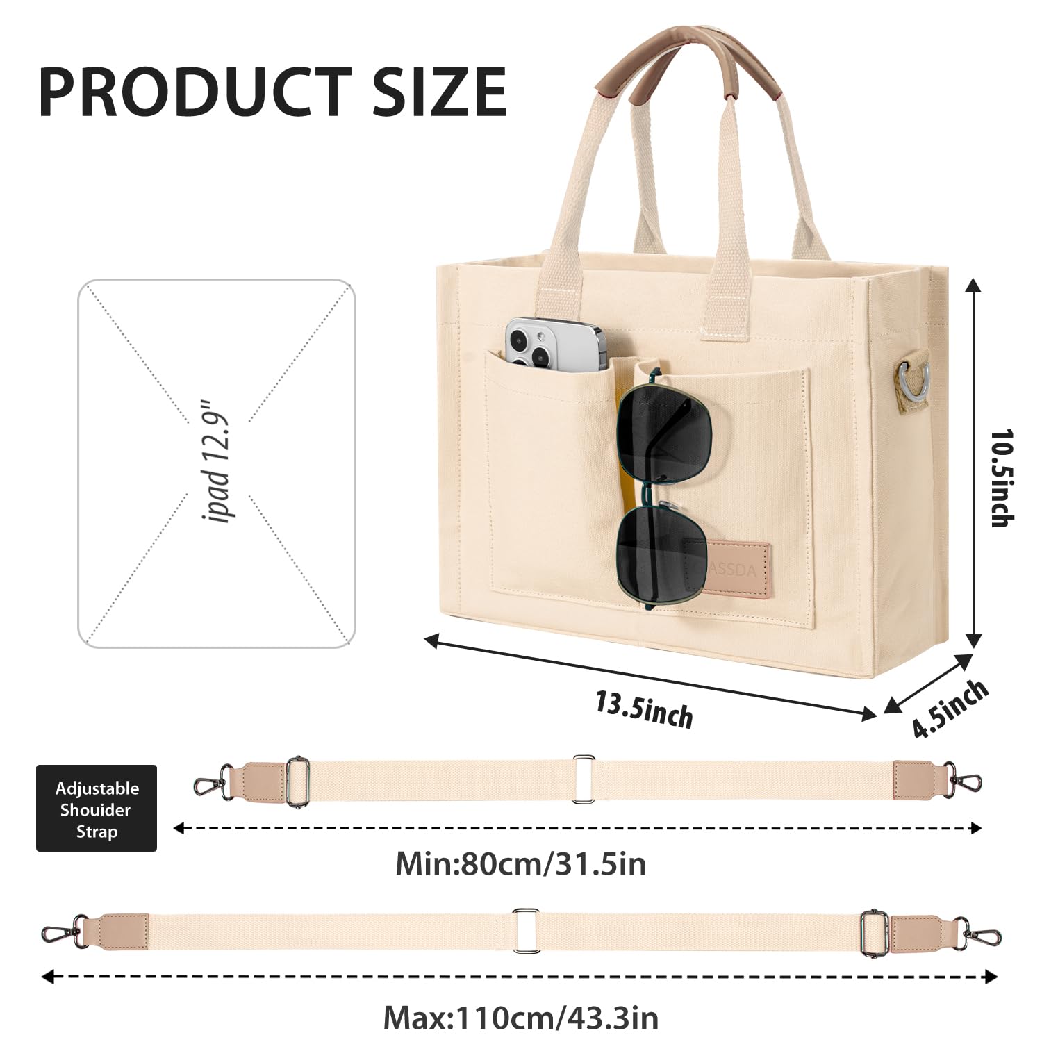 Tote Bags for Women Canvas Tote Purse Crossbody with Pockets Top Handle Shoulder Satchel Bag for Women