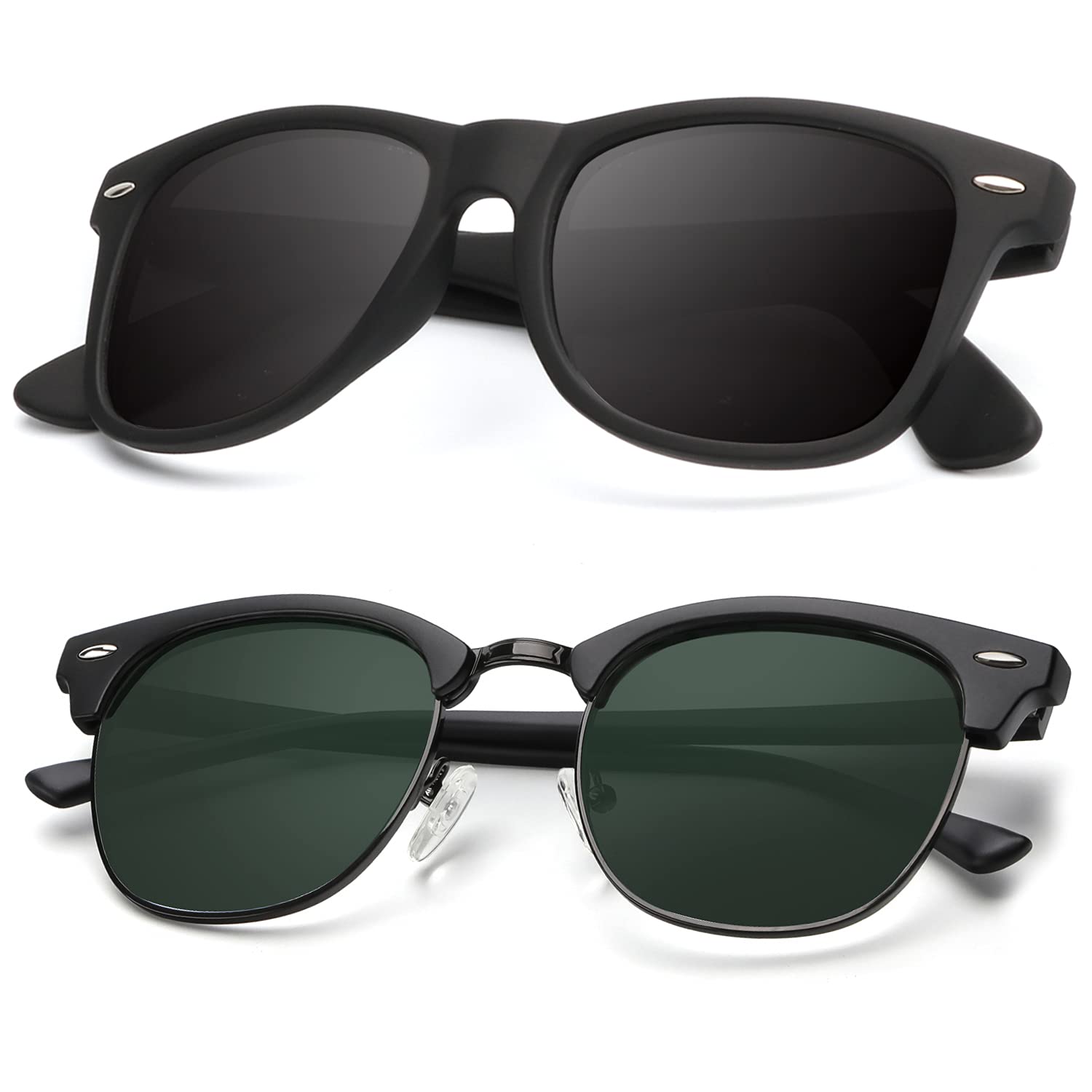 KALIYADI Polarized Sunglasses for Men and Women Semi-Rimless Frame Driving Sun glasses UV Blocking