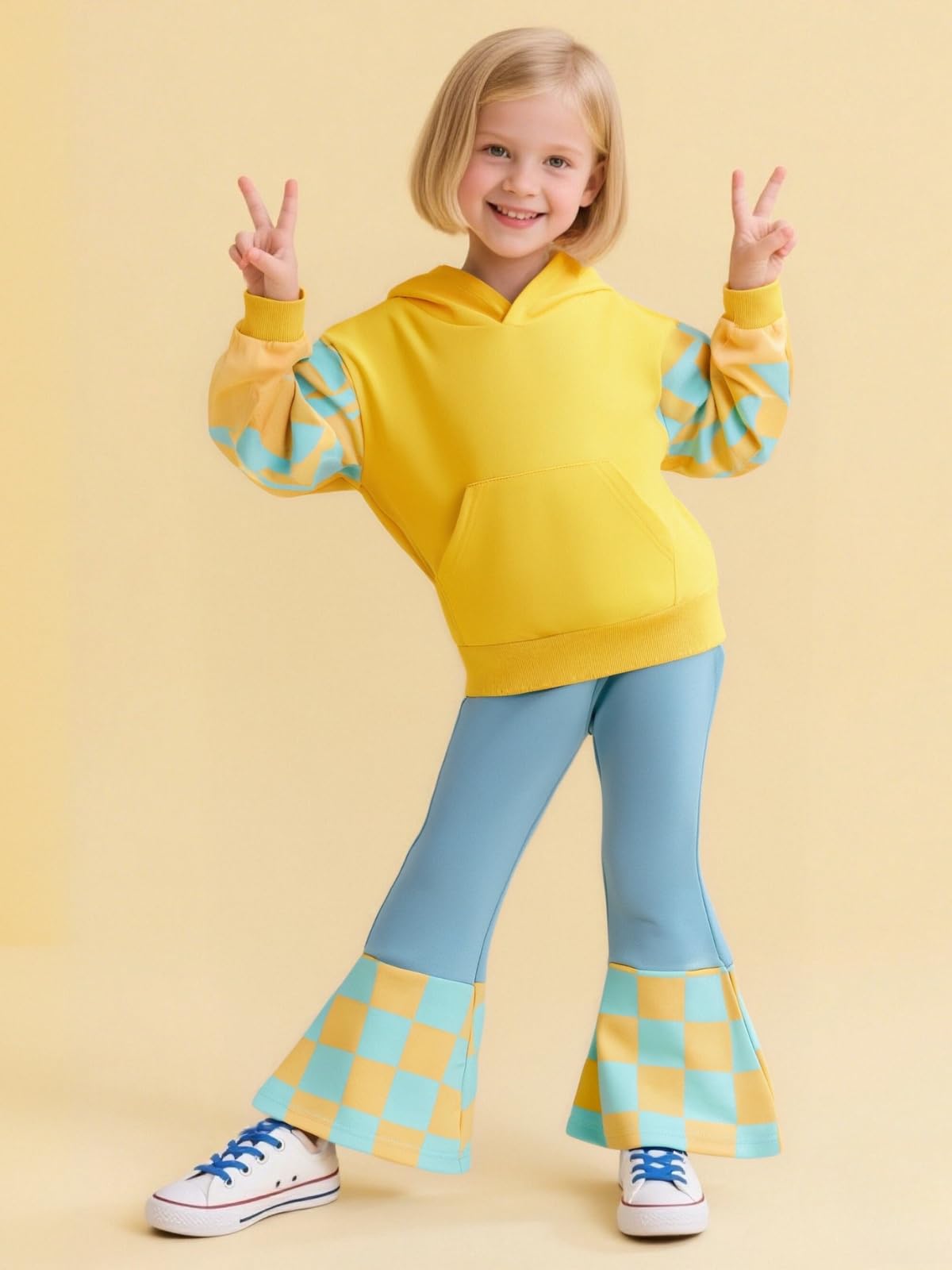 3-9 T Kids Toddler Girl Clothes Letter Print Sweatshirt Flared Pants 2Pc Outfits Set