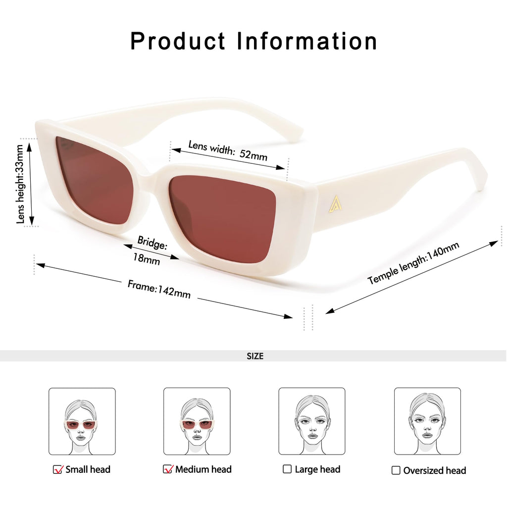 Retro Rectangle Sunglasses for Women Men 90s Frame Polarized Sun Glasses UV Protection Shades AP3689