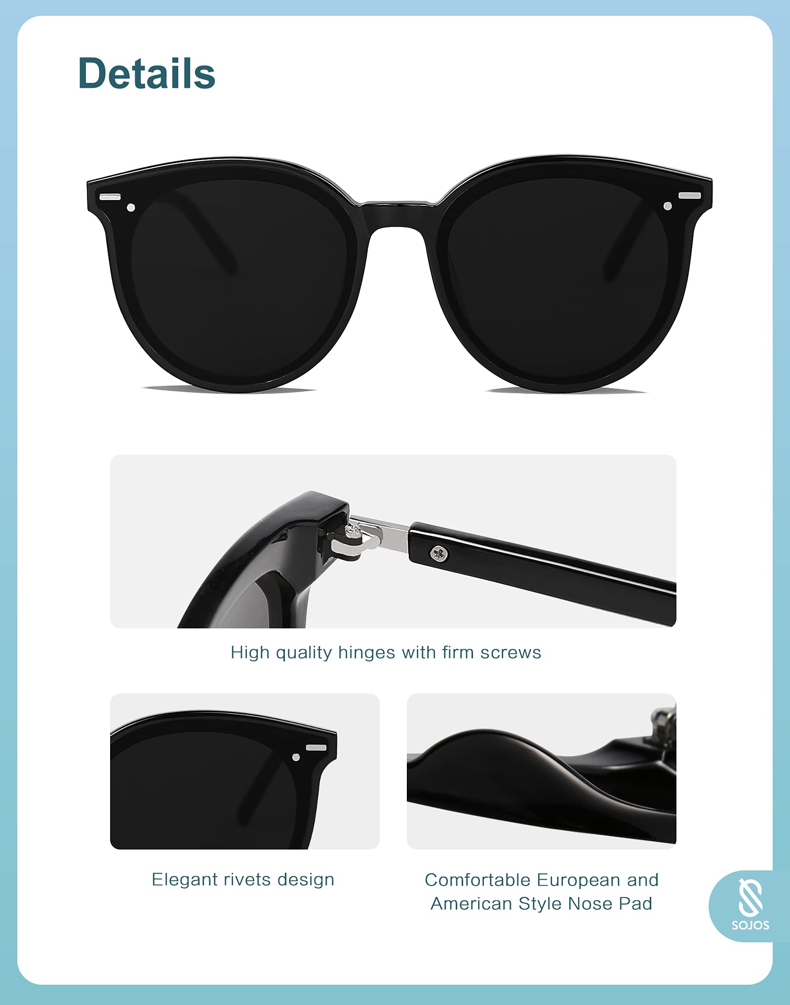 SOJOS Sunglasses Womens Trendy 2025 Classic Round Retro Vintage Shades Large Frame Sunnies SJ2067