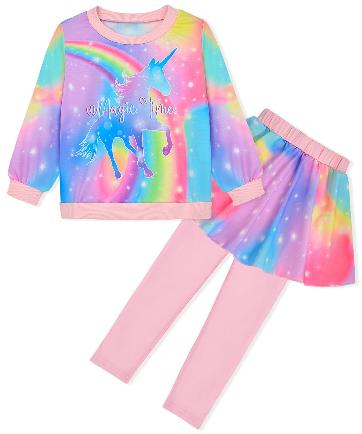 Toddler Kid Girl Clothing Set Outfit Long Sleeve Top, Unicorn Print Pantskirts Fall Winter Outfit Set