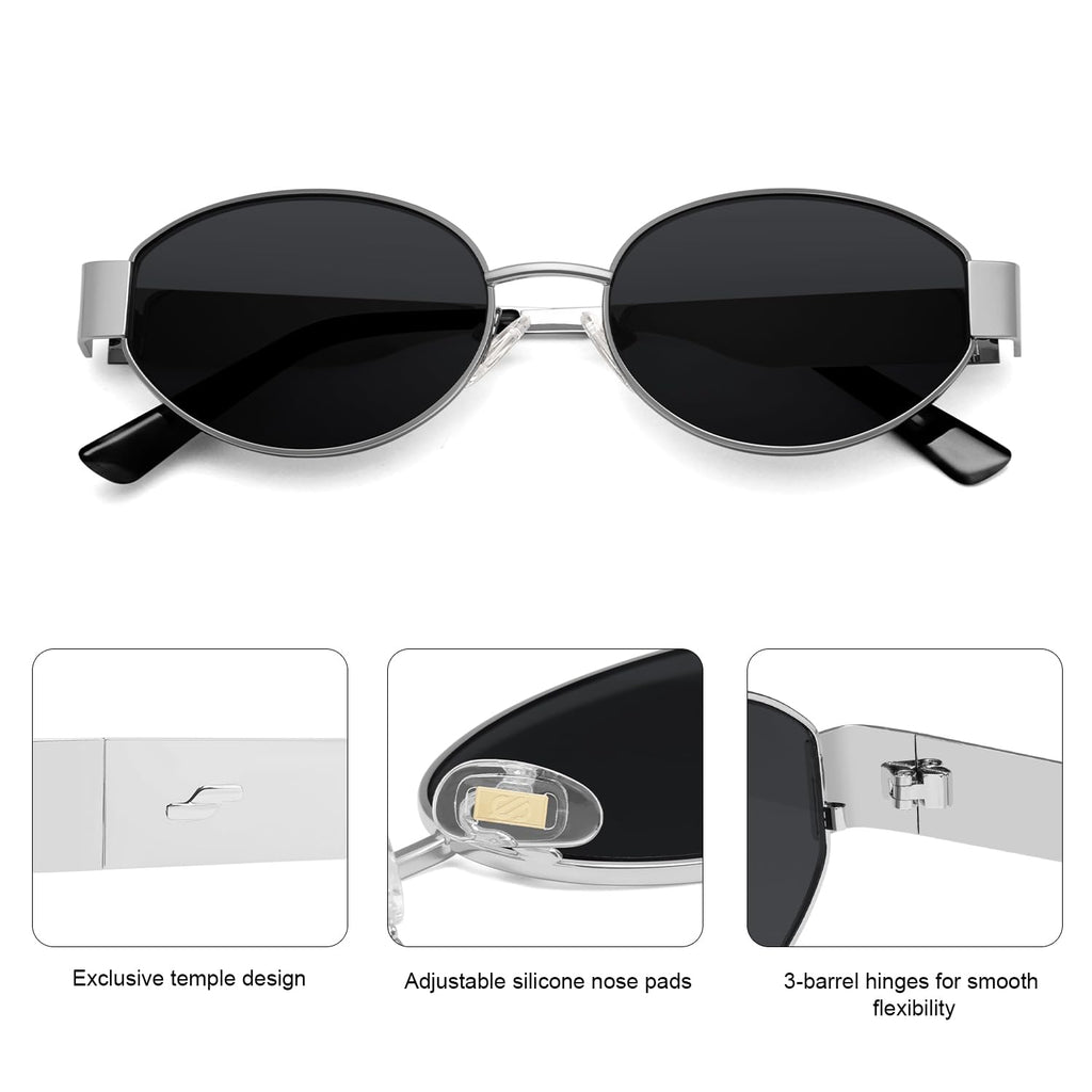 SOJOS Retro Oval Sunglasses for Women Trendy Classic Shades UV400 Protection SJ1256