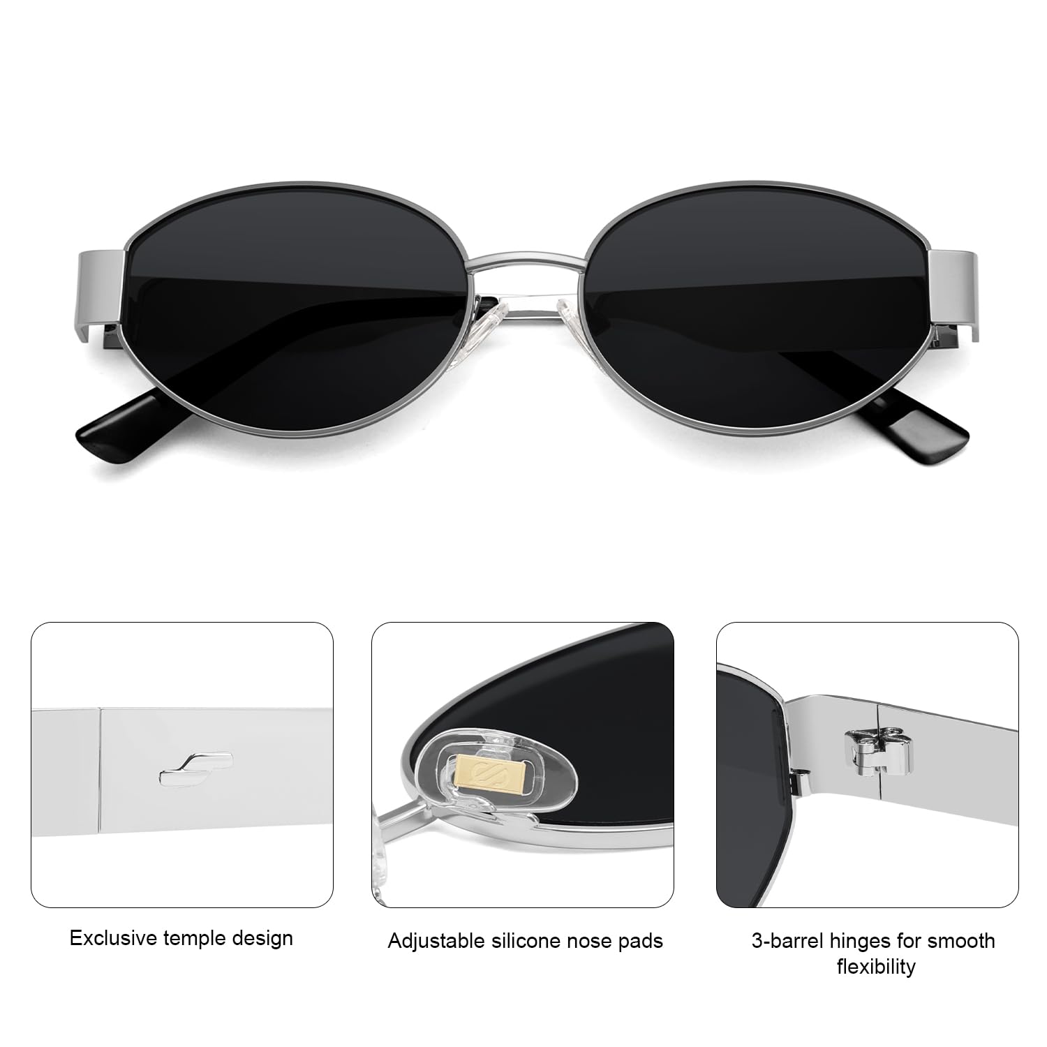 SOJOS Retro Oval Sunglasses for Women Trendy Classic Shades UV400 Protection SJ1256