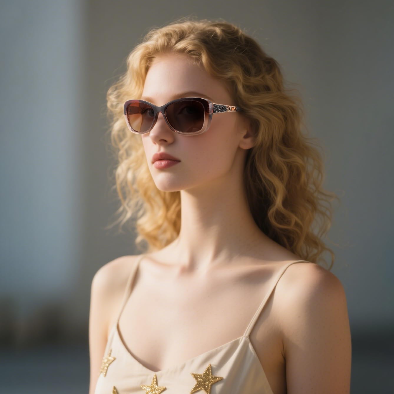 FEISEDY Polarized Women Sunglasses Retro Shades Photochromic Lens Sparkling Crystal Sunglasses UV400 Protection B0144