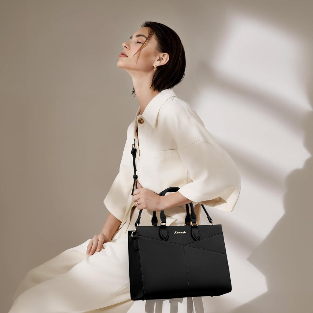 LOVEVOOK Purses for Women,Satchel Handbags Tote Bag, Black Pu Leather Shoulder Crossbody Top Handle Purse with Zipper