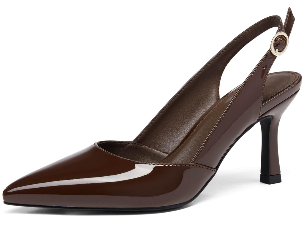 Rilista Women's Slingback Kitten Heels Closed Pointed Toe Wedding Party Dress Pumps Shoes