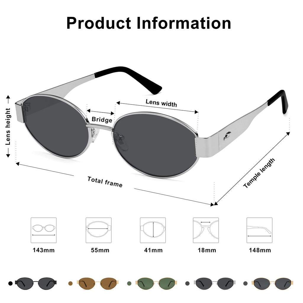 SOJOS Retro Oval Sunglasses for Women Trendy Classic Shades UV400 Protection SJ1256