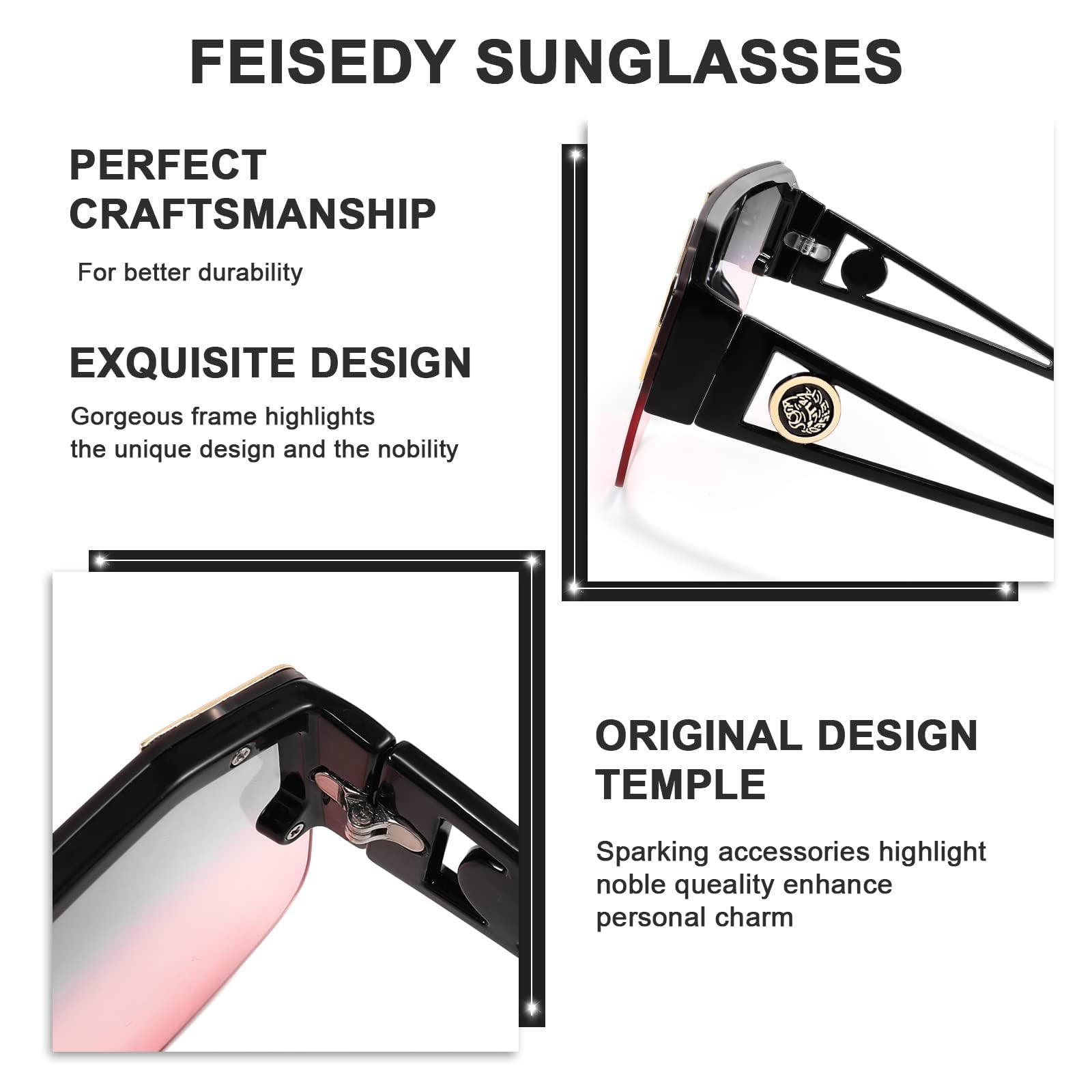 FEISEDY Square Oversized Sunglasses for Men Women, Flat Top Shield One Piece Lens Sun Glasses Shades B2765