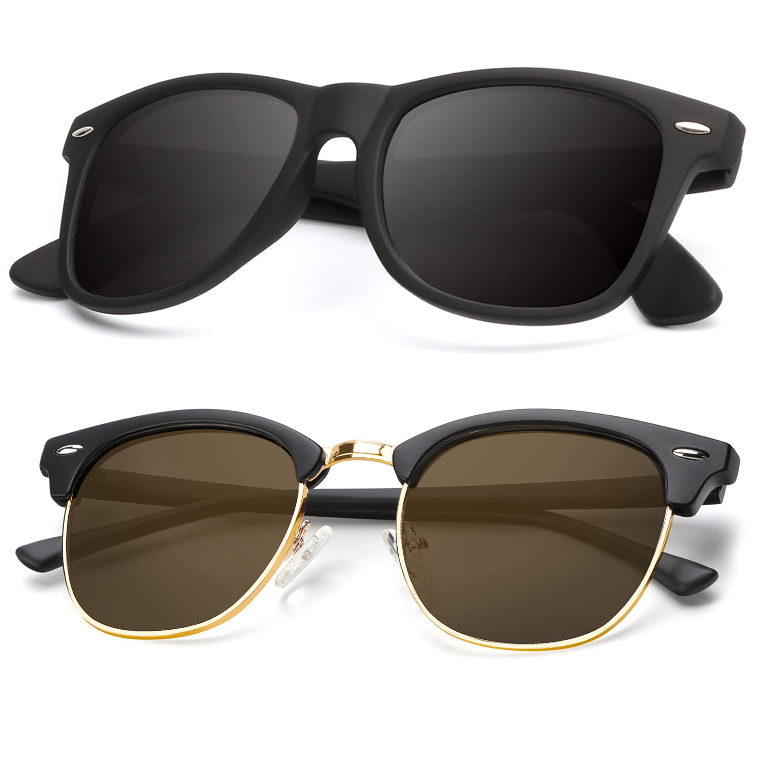 KALIYADI Polarized Sunglasses for Men and Women Semi-Rimless Frame Driving Sun glasses UV Blocking