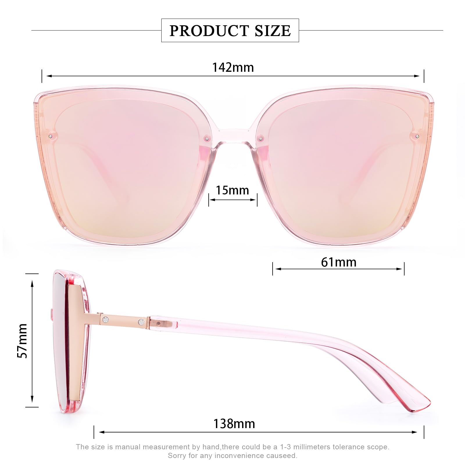 COLOSSEIN Beach Sunglasses for Women and Men Trendy Oversized Sunglasses Classic Square Sunglasses