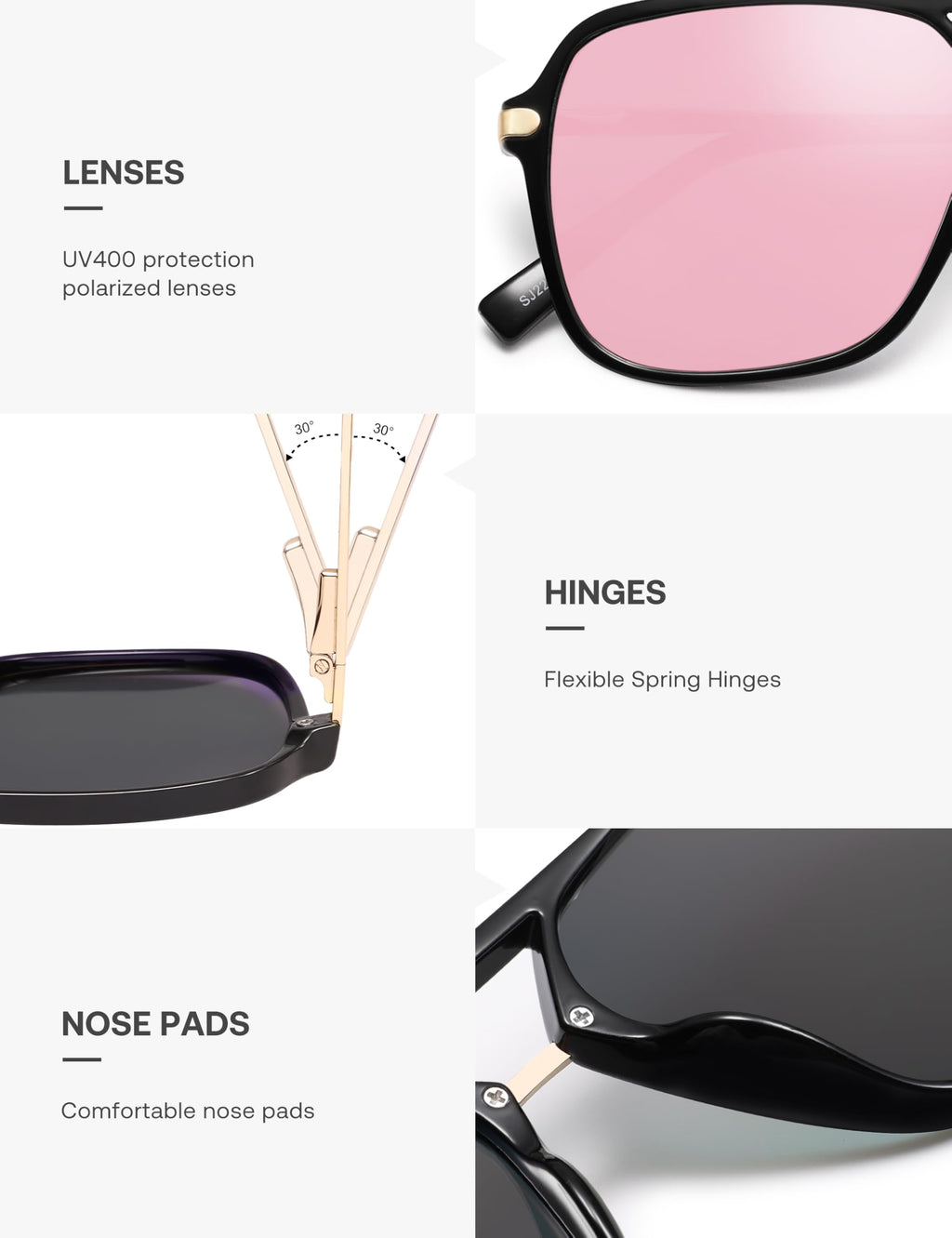 SOJOS Sunglasses for Women & Men, Square, Retro, Polarized Lens, Trendy Aviator, 90s Shades