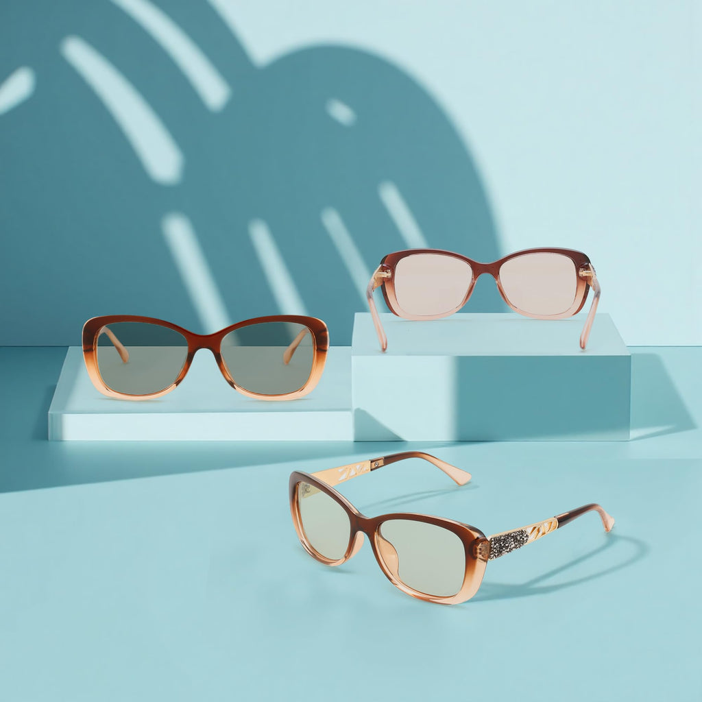 FEISEDY Polarized Women Sunglasses Retro Shades Photochromic Lens Sparkling Crystal Sunglasses UV400 Protection B0144