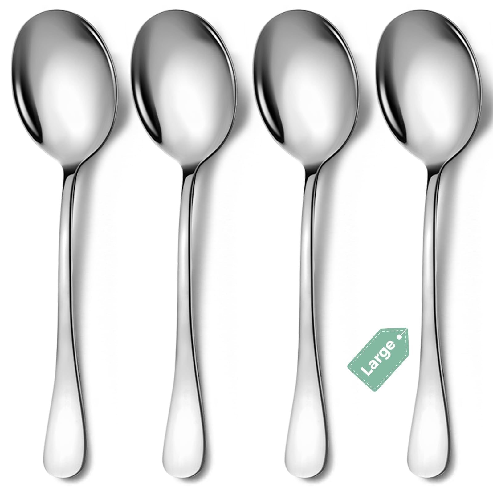 6 Piece Stainless Steel Serving Spoons Set, 10-Inch, Includes 2 Spoon/Slotted/Forks for Parties/Kitchen/Buffet/Catering, Dishwasher Safee