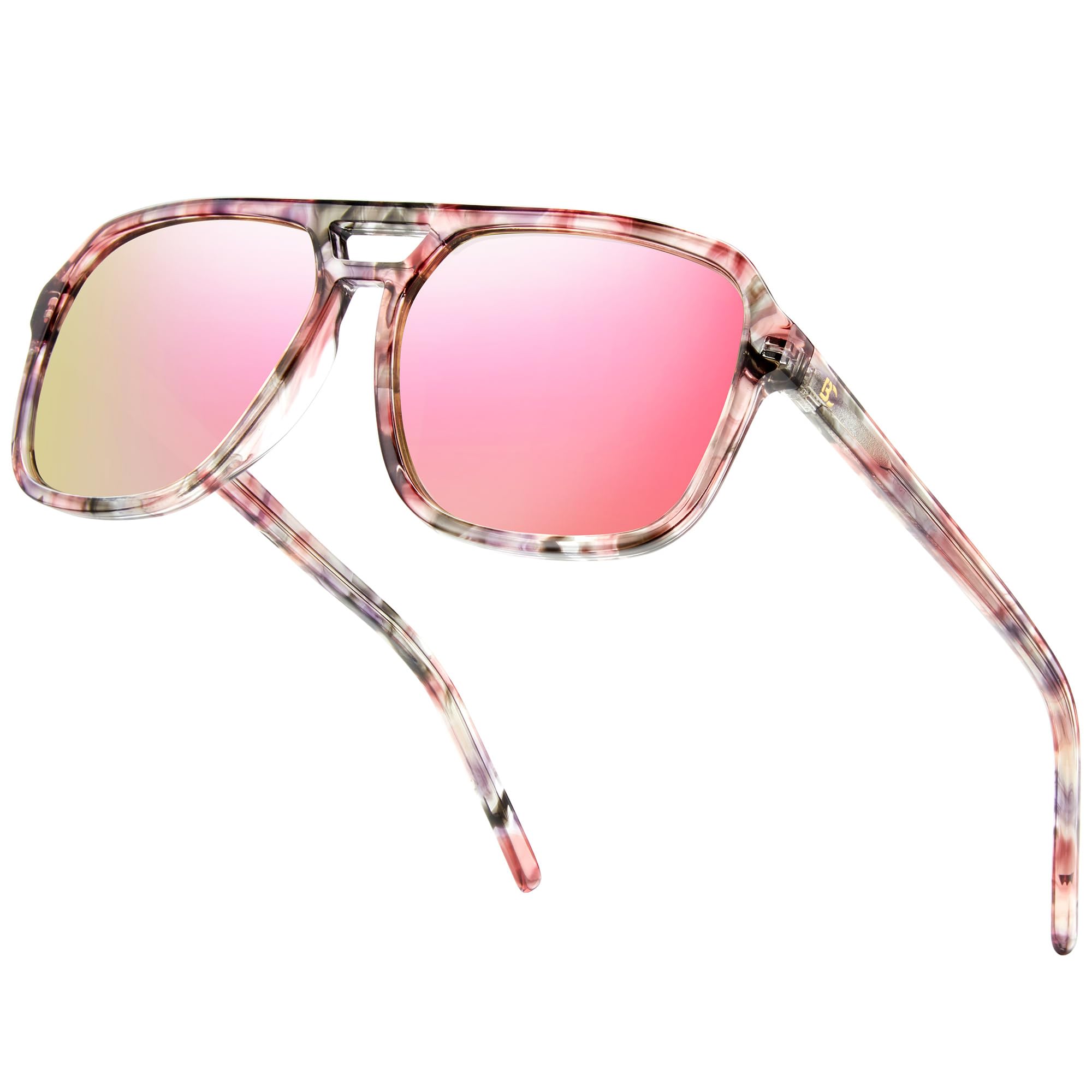 BIRCEN Women Polarized Acetate Sunglasses: Fashion Square Aviator Shades UV Protection for Trendy Laides Travel Beach Outdoor