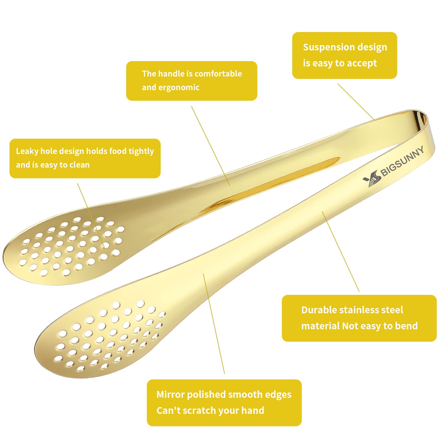 MSY BIGSUNNY 9 inch Buffet Tongs, Set of 2 Stainless Steel Food Serving Tongs