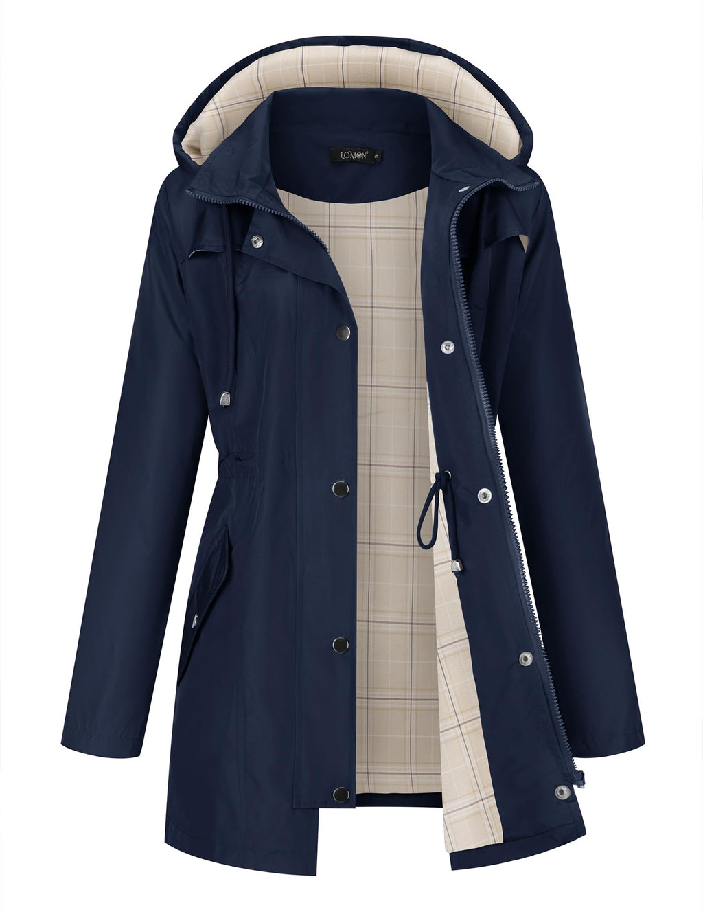 LOMON Women Waterproof Outdoor Hiking Raincoat Women Lined Rain Jacket Lightweight Hooded Jackets Trench Coats