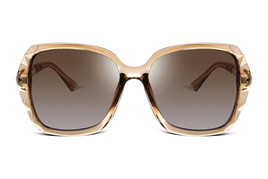 FEISEDY Polarized Women Square Sunglasses Sparkling Composite Shiny Frame B2289