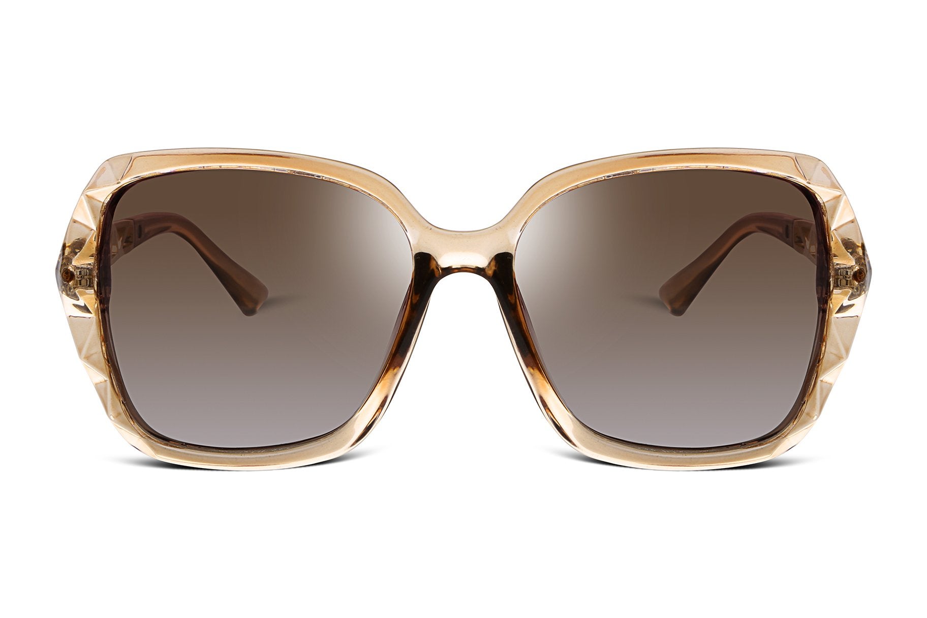 FEISEDY Polarized Women Square Sunglasses Sparkling Composite Shiny Frame B2289