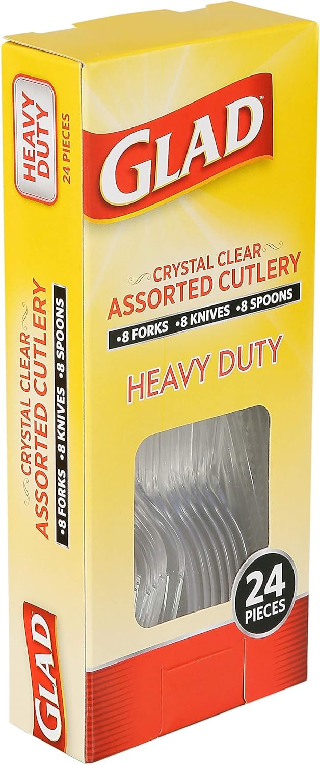 Glad Disposable Cutlery Set - Clear Heavy Duty Plastic Forks, Knives, and Spoons - 240 Piece Plasticware for Parties - Durable, Sturdy Recyclable Utensils - Great for July 4th, Thanksgiving, Christmas