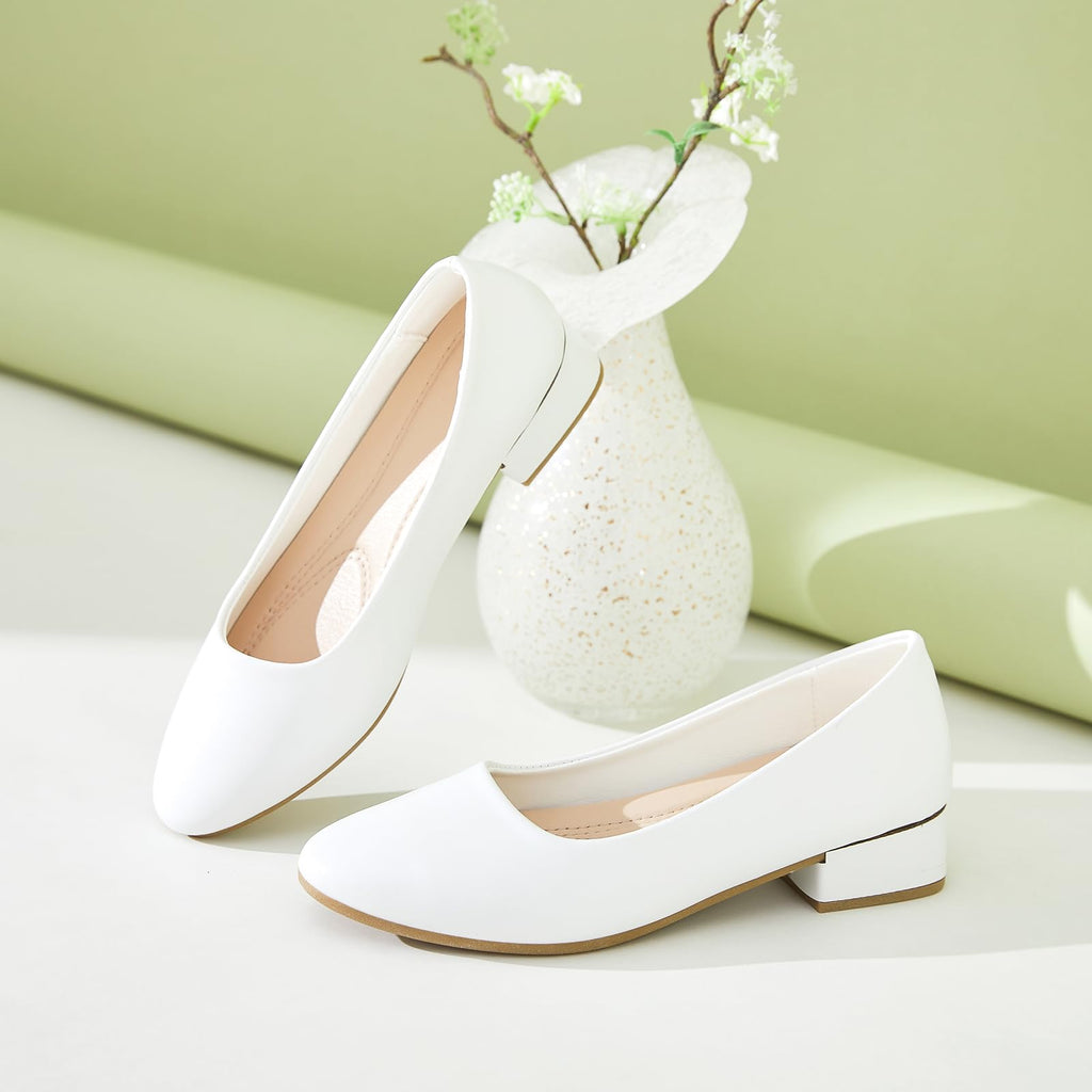 hash bubbie Women's Loafers Slip on Shoes Chunky Low Block Heels Closed Toe Pumps Shoes Office Shoes Ladies Elegant Wedding Dress Shoes