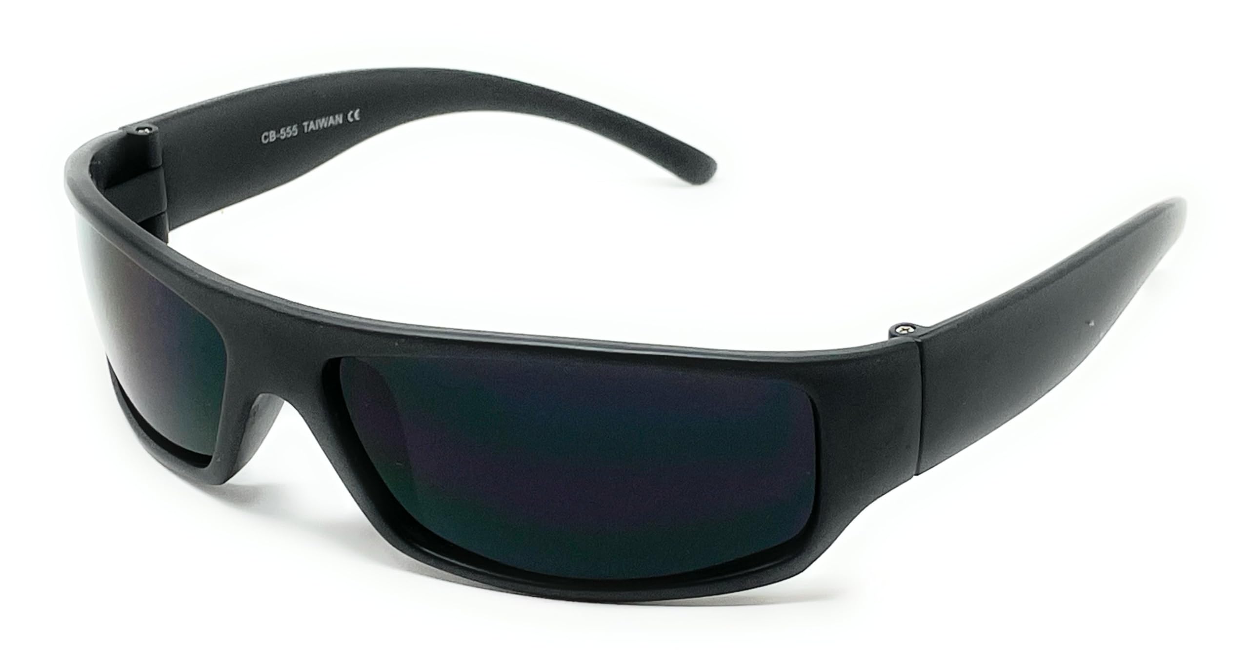 My Shades - Mens Black Super Dark Sunglasses - Wrap Around Slim Flat Top Gangster Style