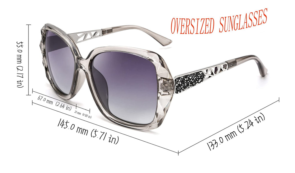 FEISEDY Polarized Women Square Sunglasses Sparkling Composite Shiny Frame B2289