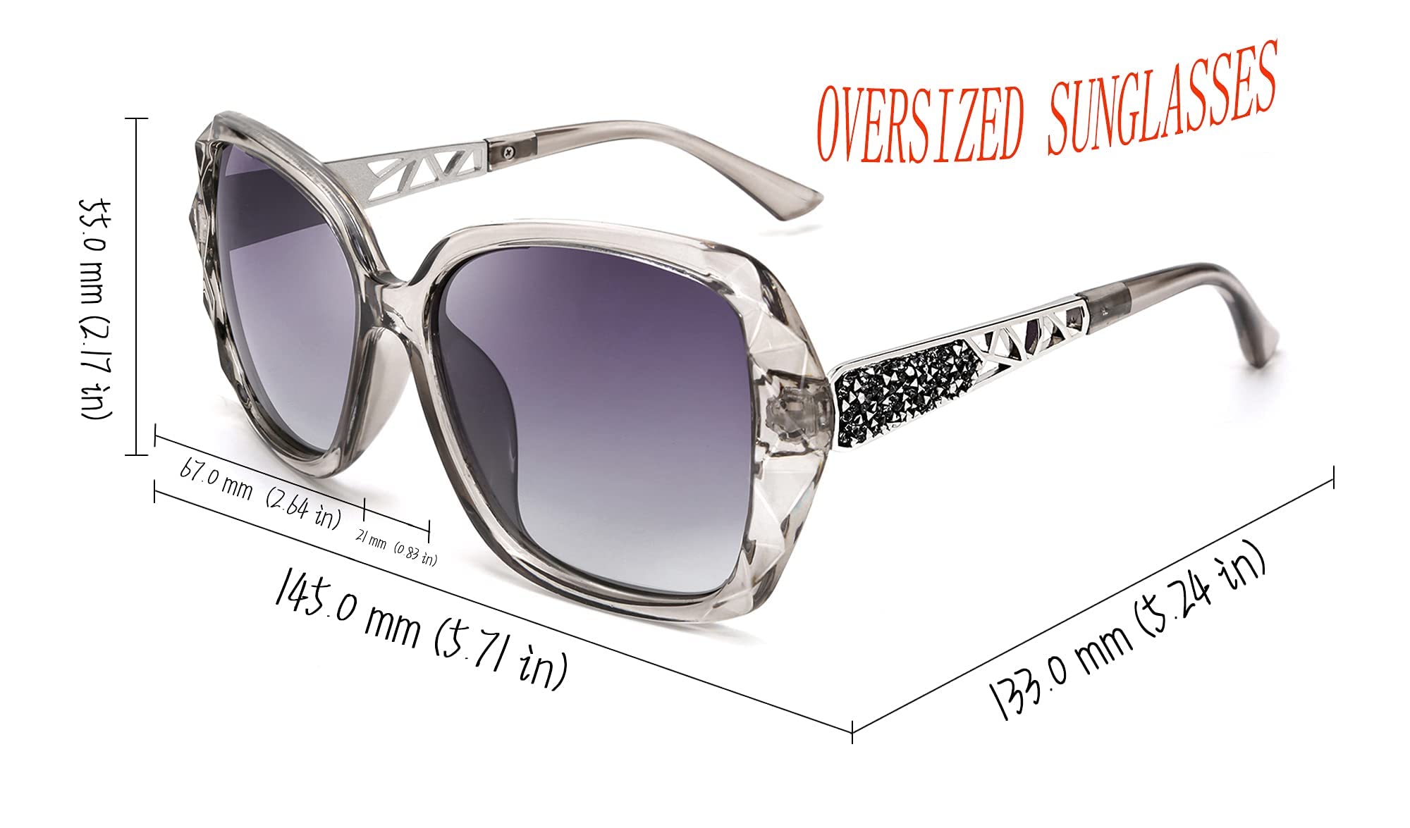 FEISEDY Polarized Women Square Sunglasses Sparkling Composite Shiny Frame B2289