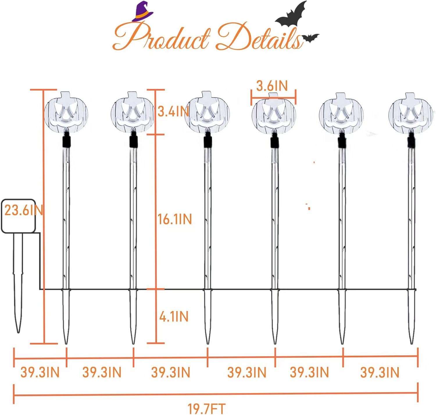 6 Pack Solar Pumpkin Stake Lights for Halloween Decorations Outdoor, Waterproof Solar Halloween Lighted Pumpkin Pathway Lights for Garden Yard Patio Porch Pathway Grave