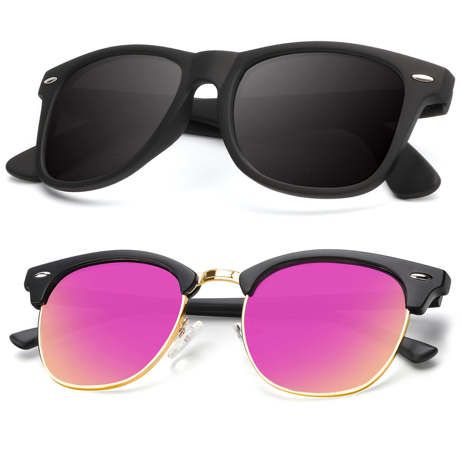 KALIYADI Polarized Sunglasses for Men and Women Semi-Rimless Frame Driving Sun glasses UV Blocking