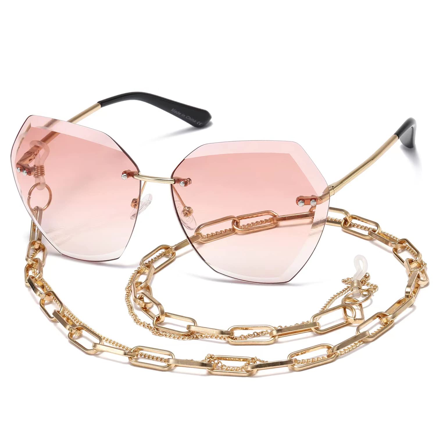 AEVOGUE Sunglasses For Women Oversized Rimless Diamond Cutting Lens Sun Glasses AE0534