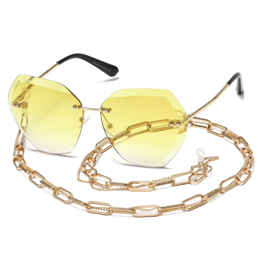 AEVOGUE Sunglasses For Women Oversized Rimless Diamond Cutting Lens Sun Glasses AE0534