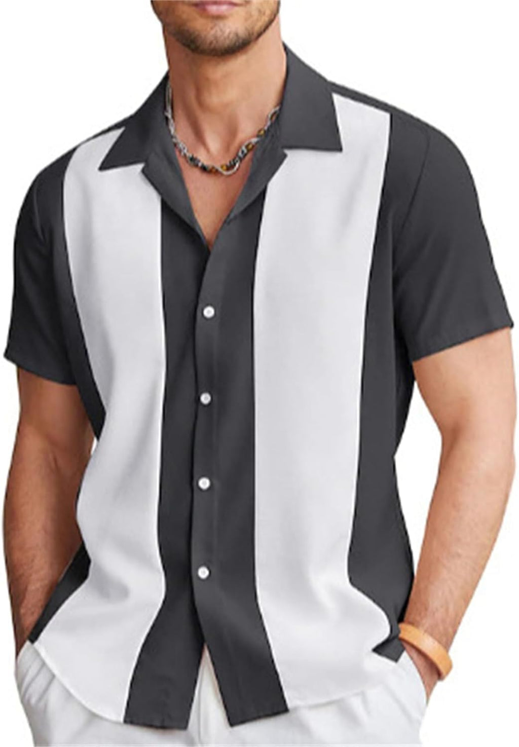 TIFIYA Men's Short Sleeve 2 Piece Leisure Suits,Shirts and Pants Set,Fashion Gentleman Attire Outfits S-5XL