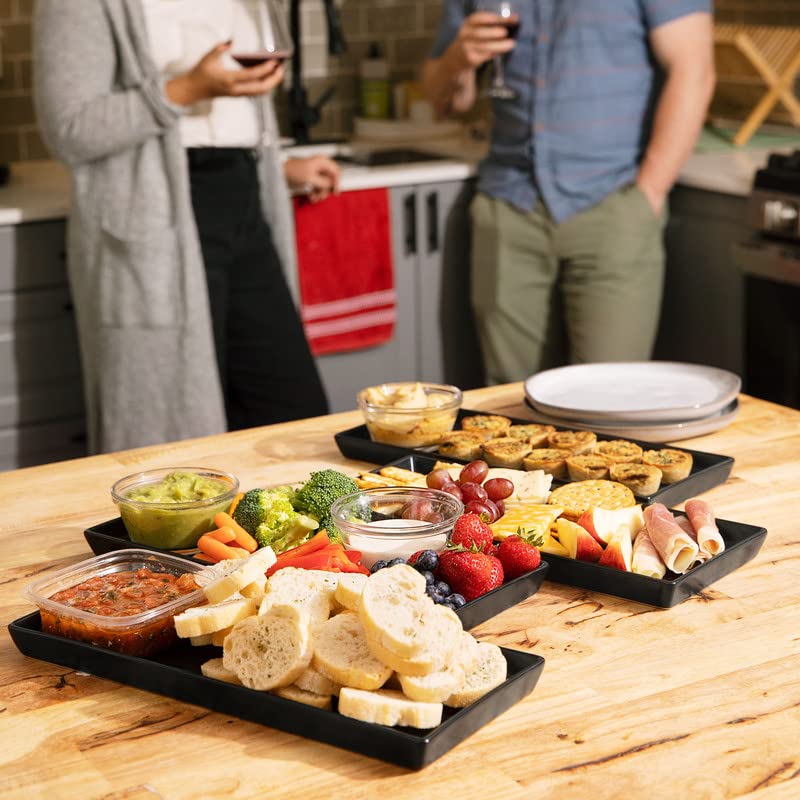 Home Beets White Ceramic Serving Platters (14 x 6 Inch Rectangle Plates) Serving Dishes for Entertaining, Food, Appetizers, Desserts, Cheese Board, Charcuterie, Sushi - Set of 4 Party Serving Trays